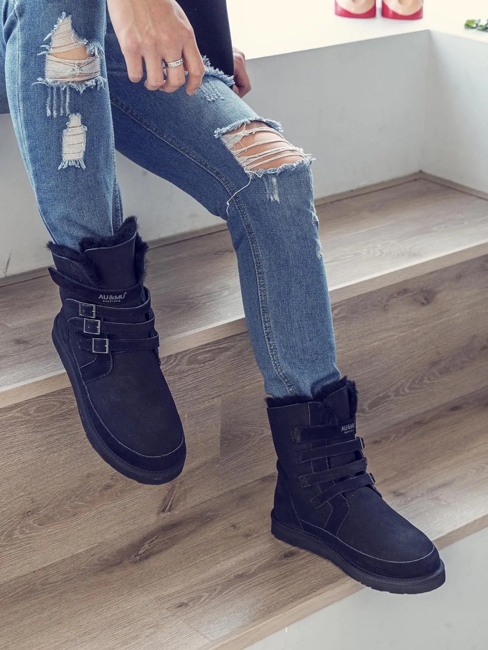 AU&MU Australian sheepskin snow boots